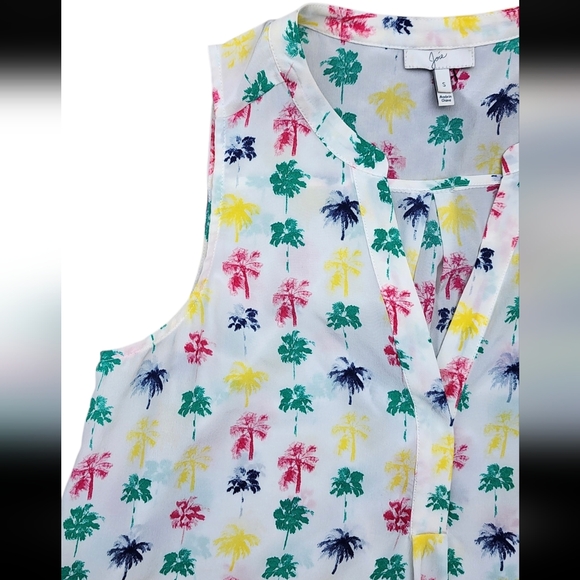 JOIE rainbow palm tree tank top, 100% silk, size S - Picture 3 of 7